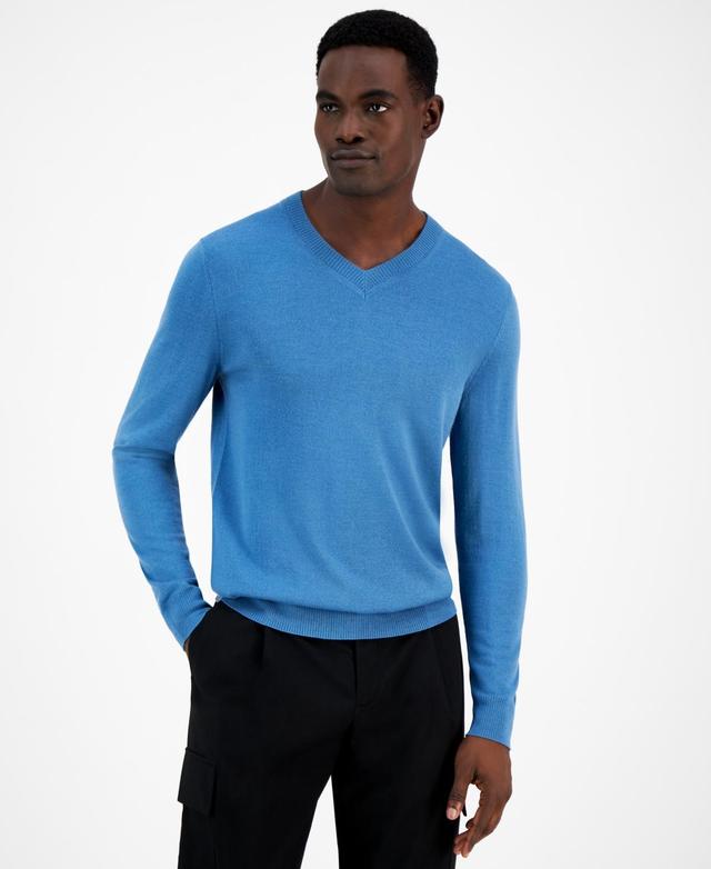 Alfani Mens Long-Sleeve V-Neck Merino Sweater, Created for Macys Product Image