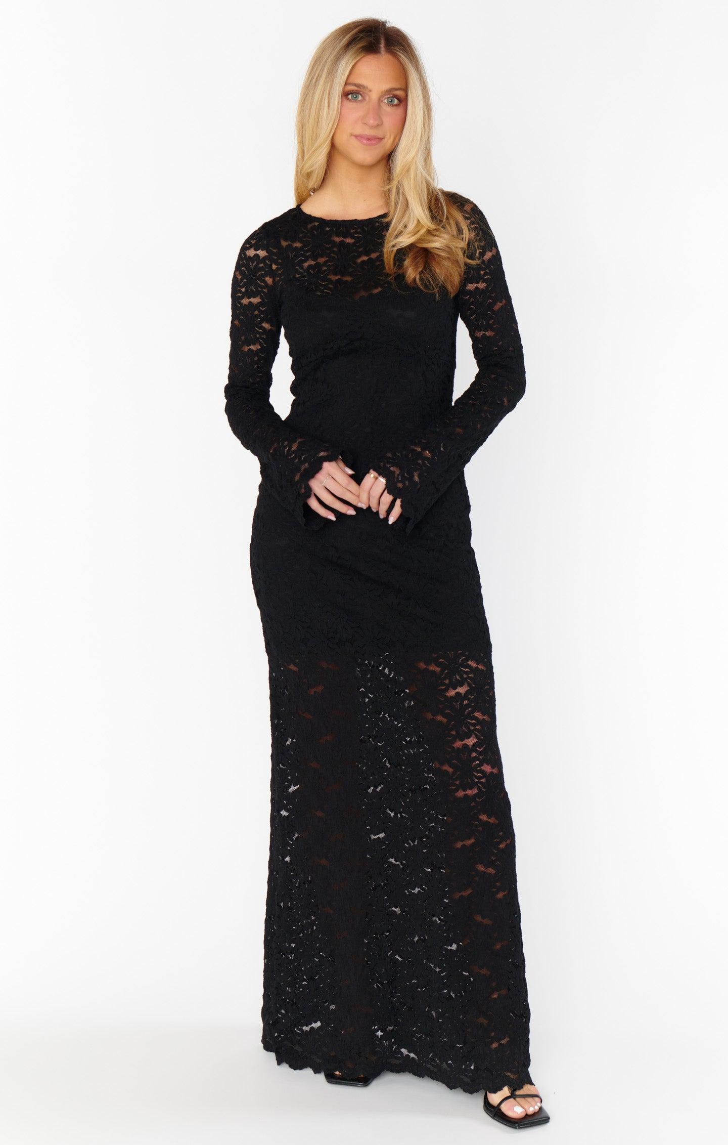 Anjelica Maxi Dress ~ Black Lace Product Image