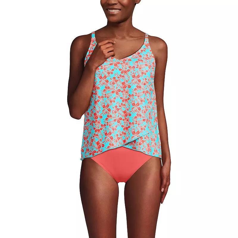 Womens Lands End Chlorine Resistant Tulip Hem Tankini Swimsuit Top Blue Fern Floral Product Image