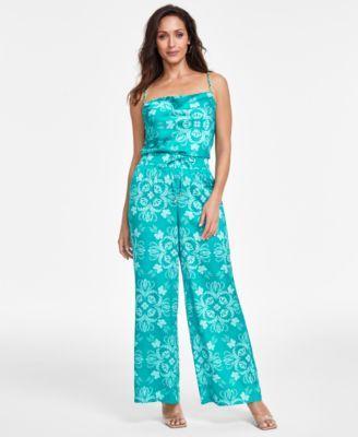 I.N.C. International Concepts Womens Printed Chain Trim Top Wide Leg Pants Created For Macys Product Image