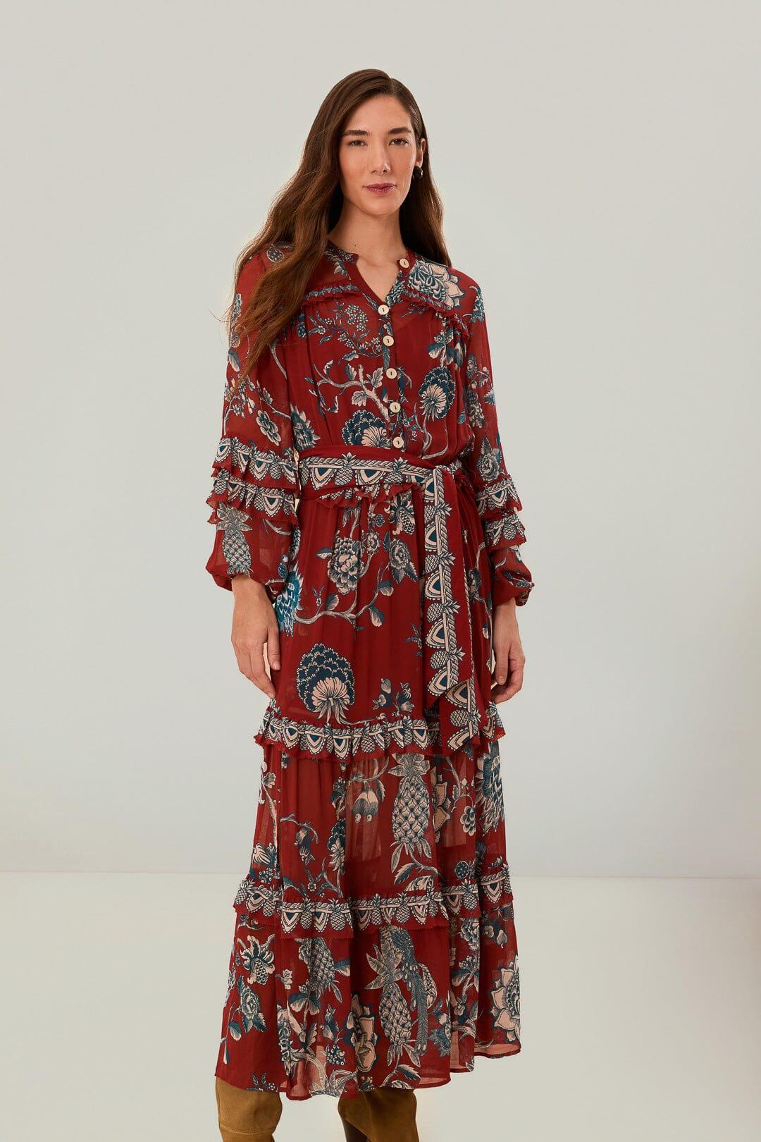 Red Tropical Landing Maxi Dress Product Image