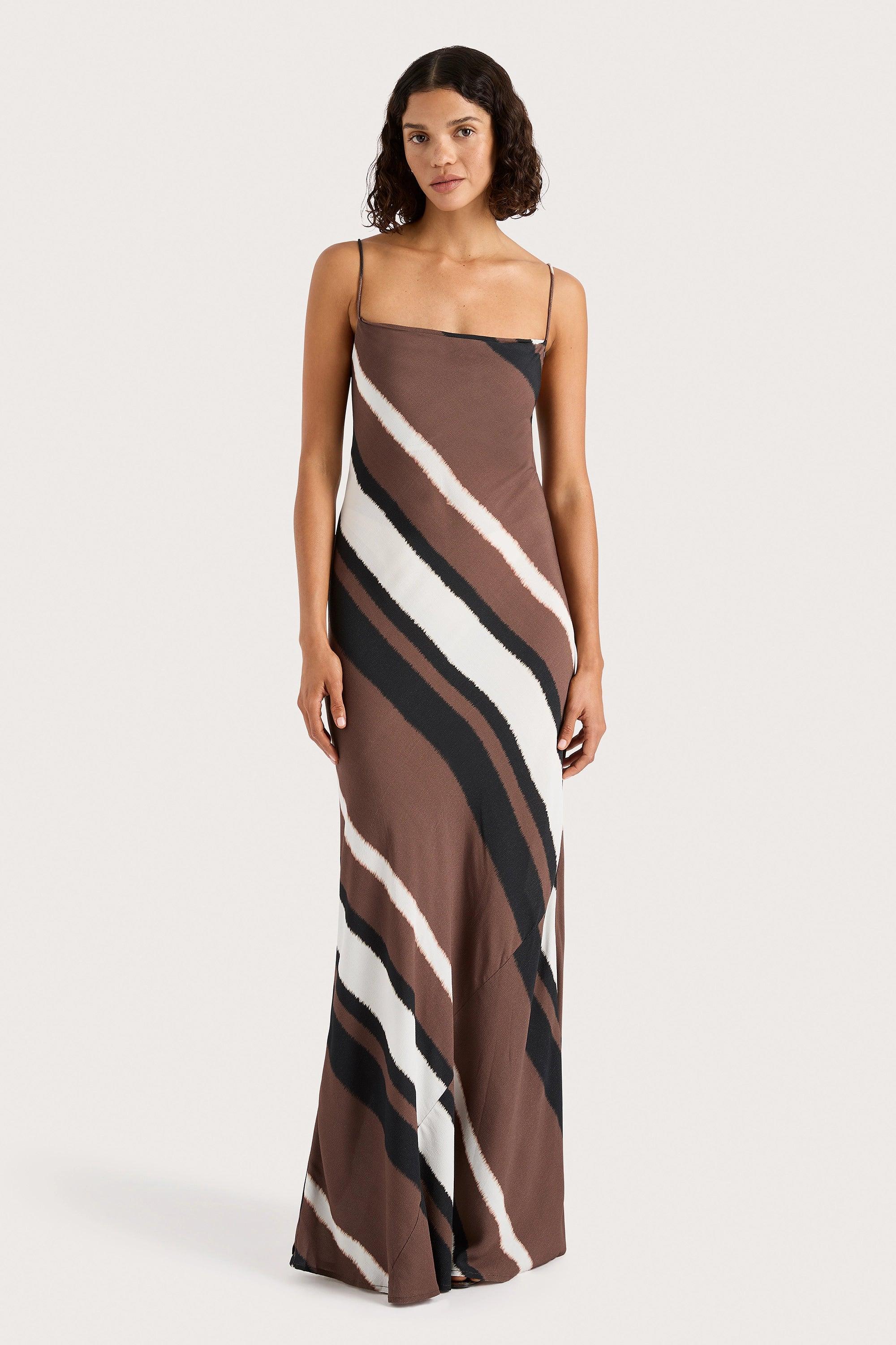 Sisudo Maxi Dress Futura Stripe Chocolate Product Image