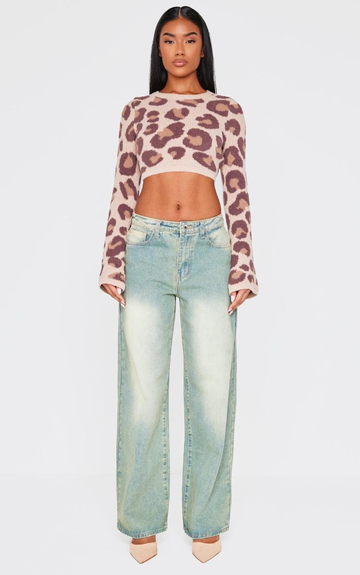 Leopard Soft Knit Open Back Sweater Product Image