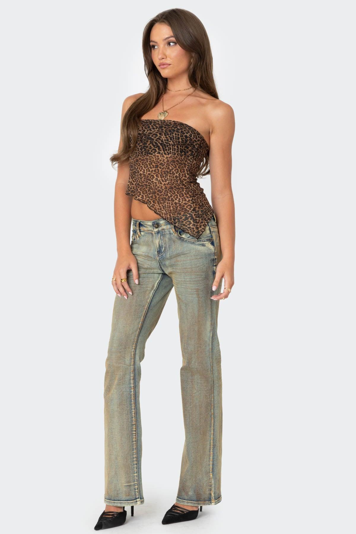 Leopard Printed Sheer Mesh Tube Top Product Image