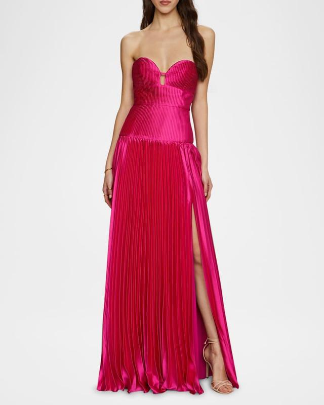 Ludlow Strapless Pleated Satin Gown Product Image