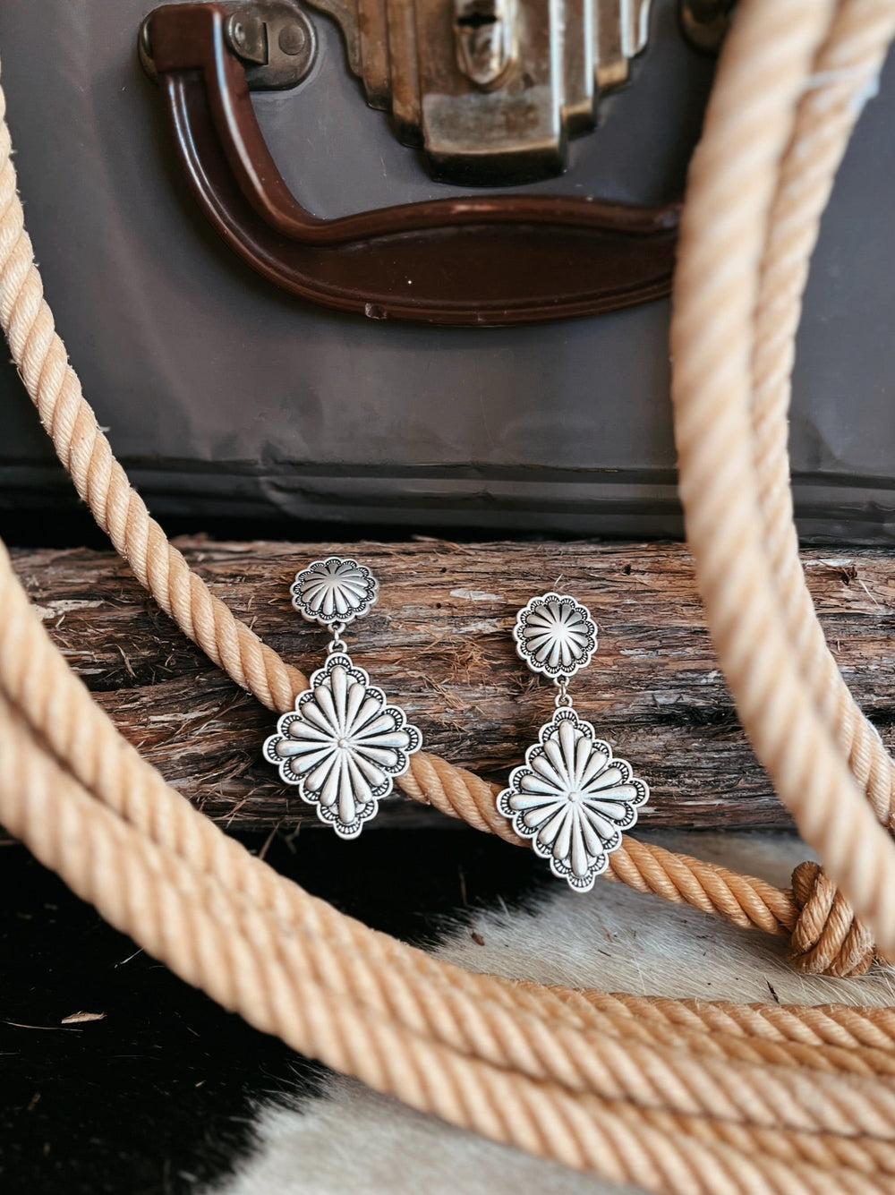 Silver Post Concho Earrings Product Image