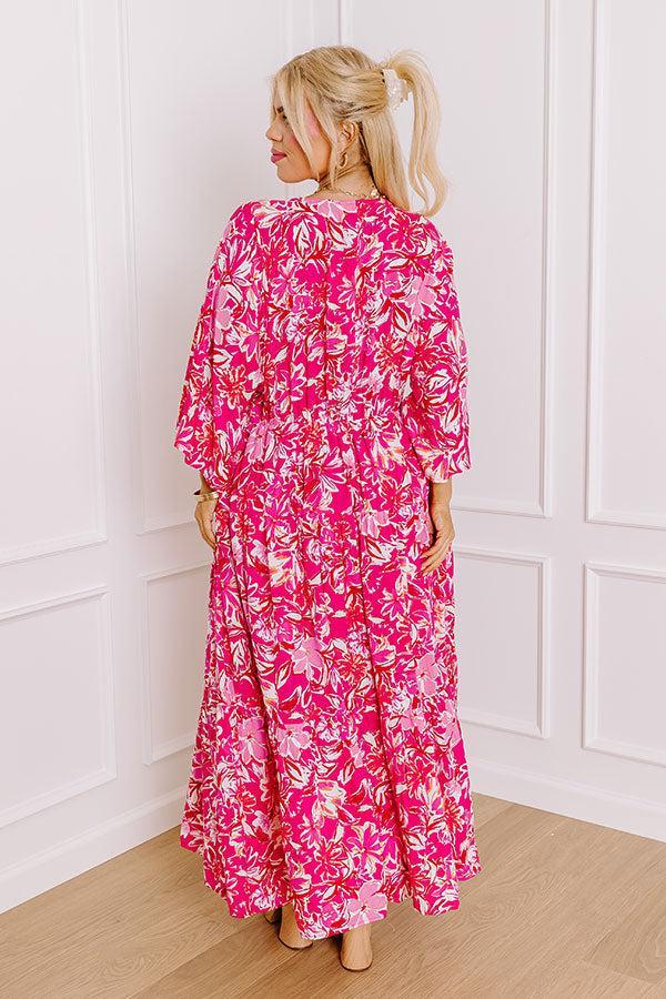 Blossom Breeze Floral Maxi In Hot Pink Curves Product Image