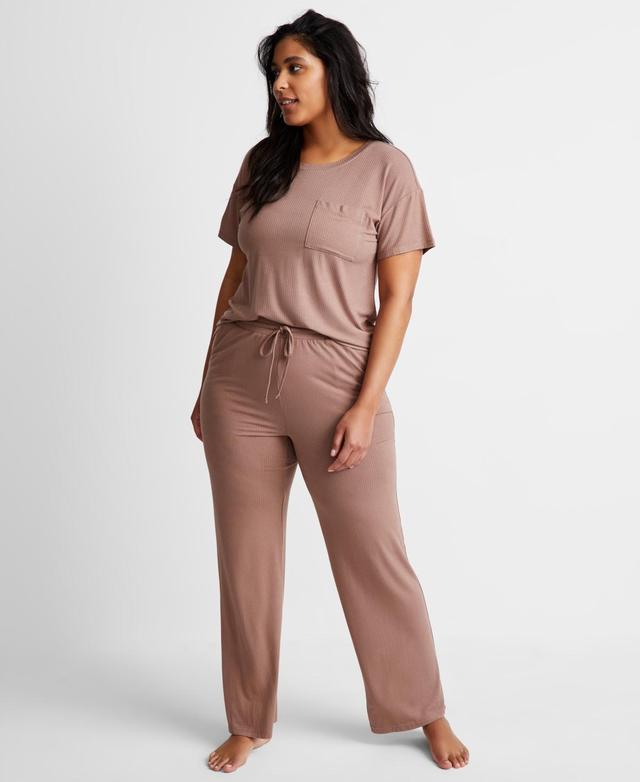 State of Day Womens 2-Pc. Ribbed Short-Sleeve Pajamas Set, Created for Macys Product Image