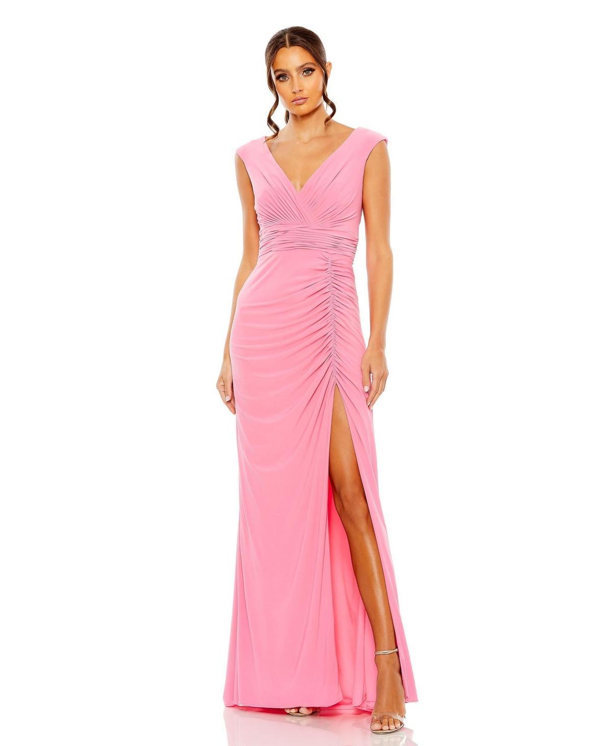 Mac Duggal Sleeveless Side Ruched Slit Gown Product Image