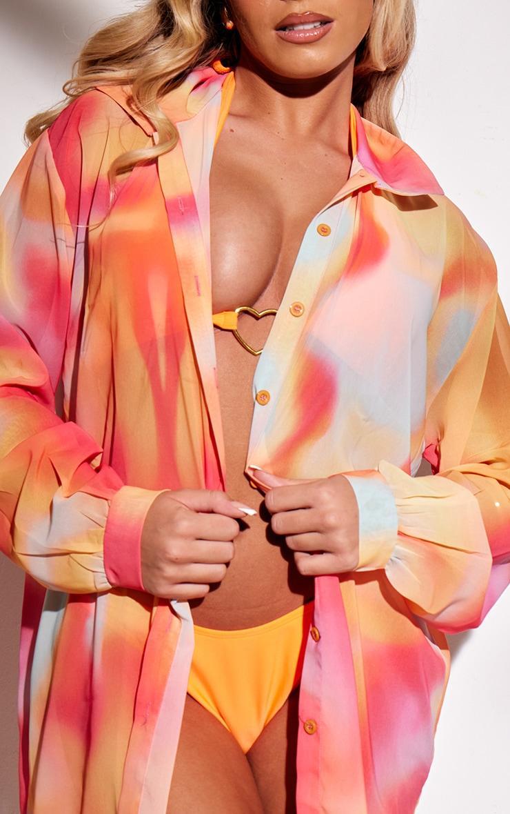 Pink Abstract Print Oversized Beach Shirt Product Image