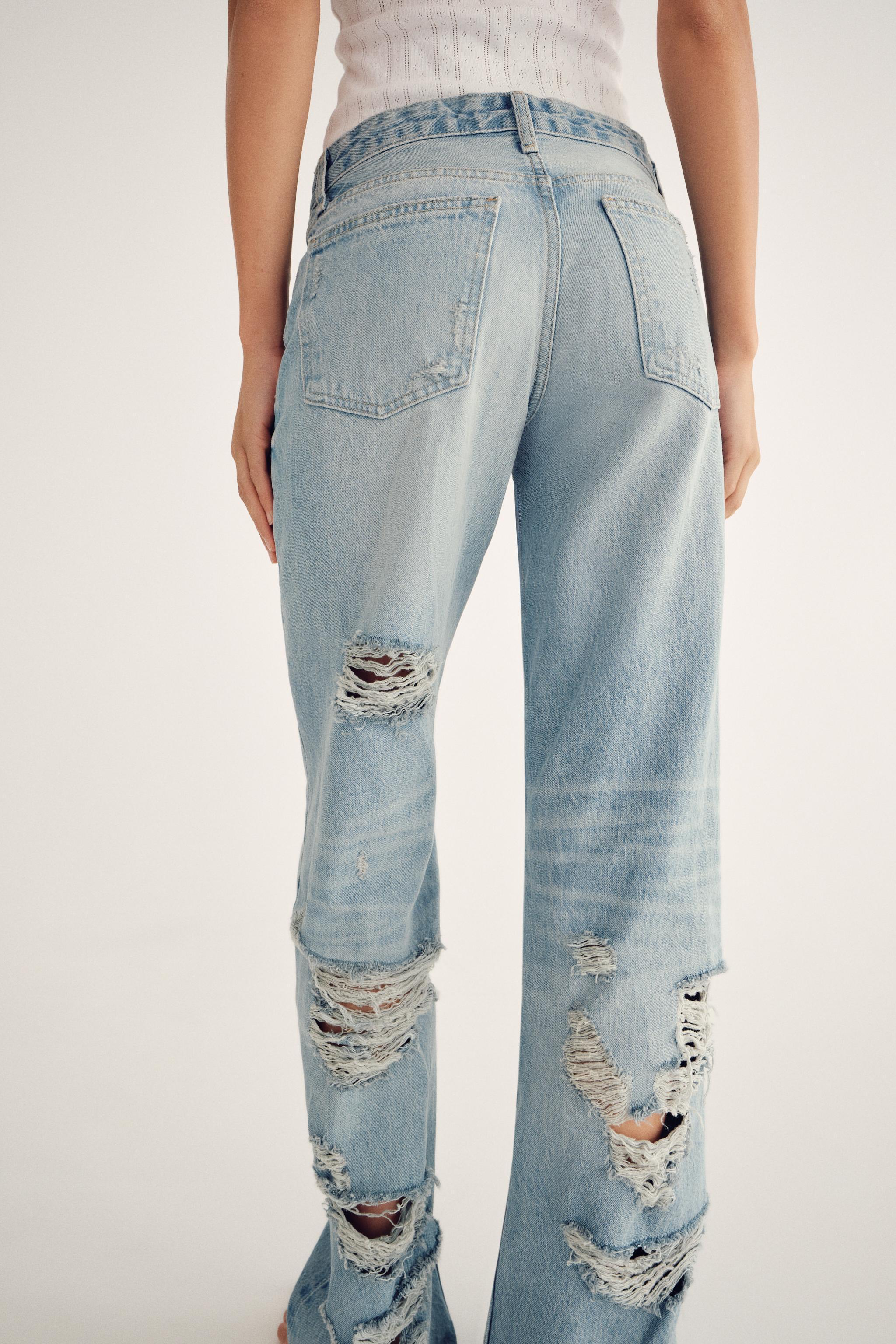 TRF MID-RISE WIDE LEG RIPPED JEANS Product Image