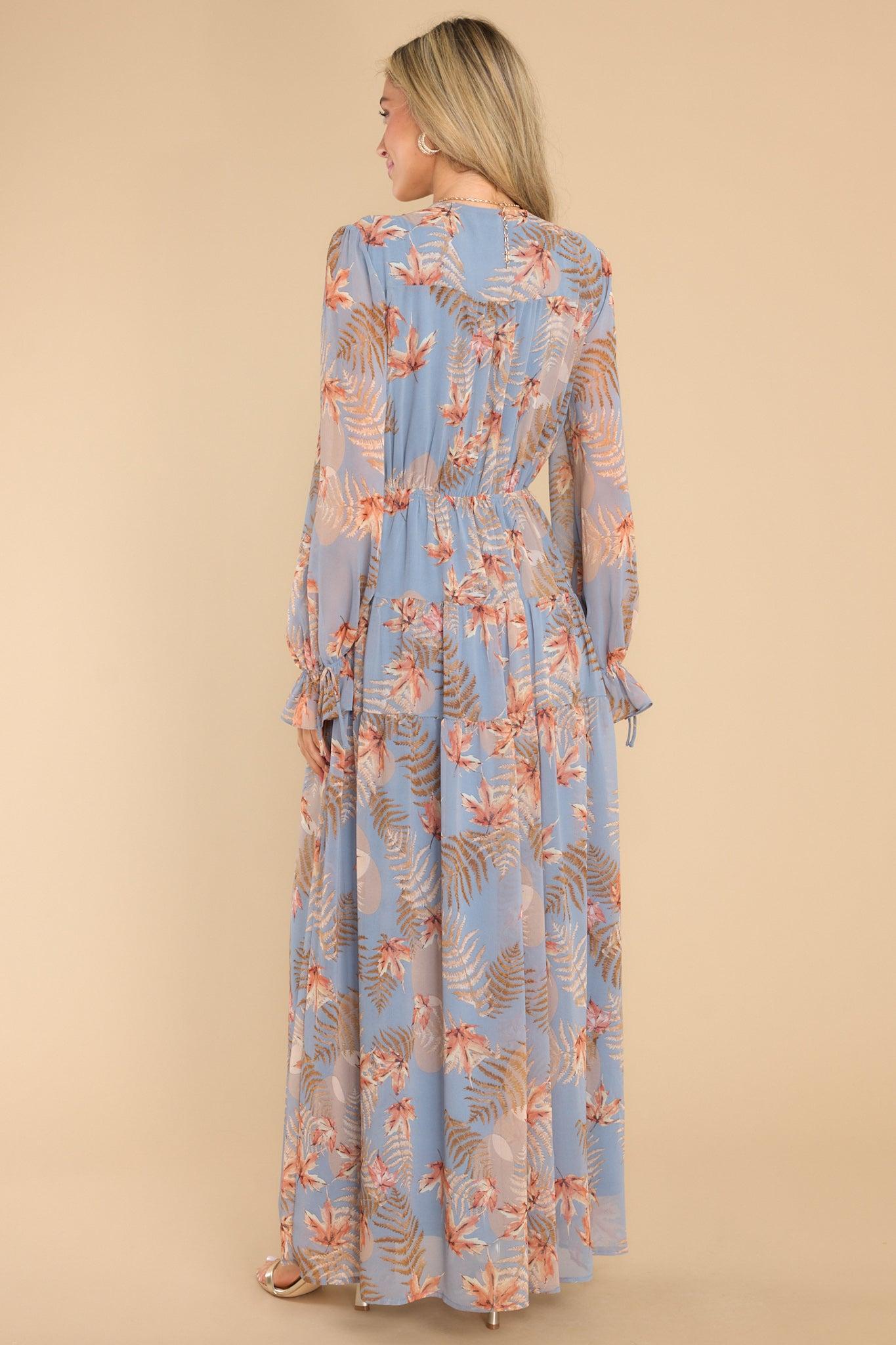 Enchanting Touch Sky Blue Print Maxi Dress Product Image