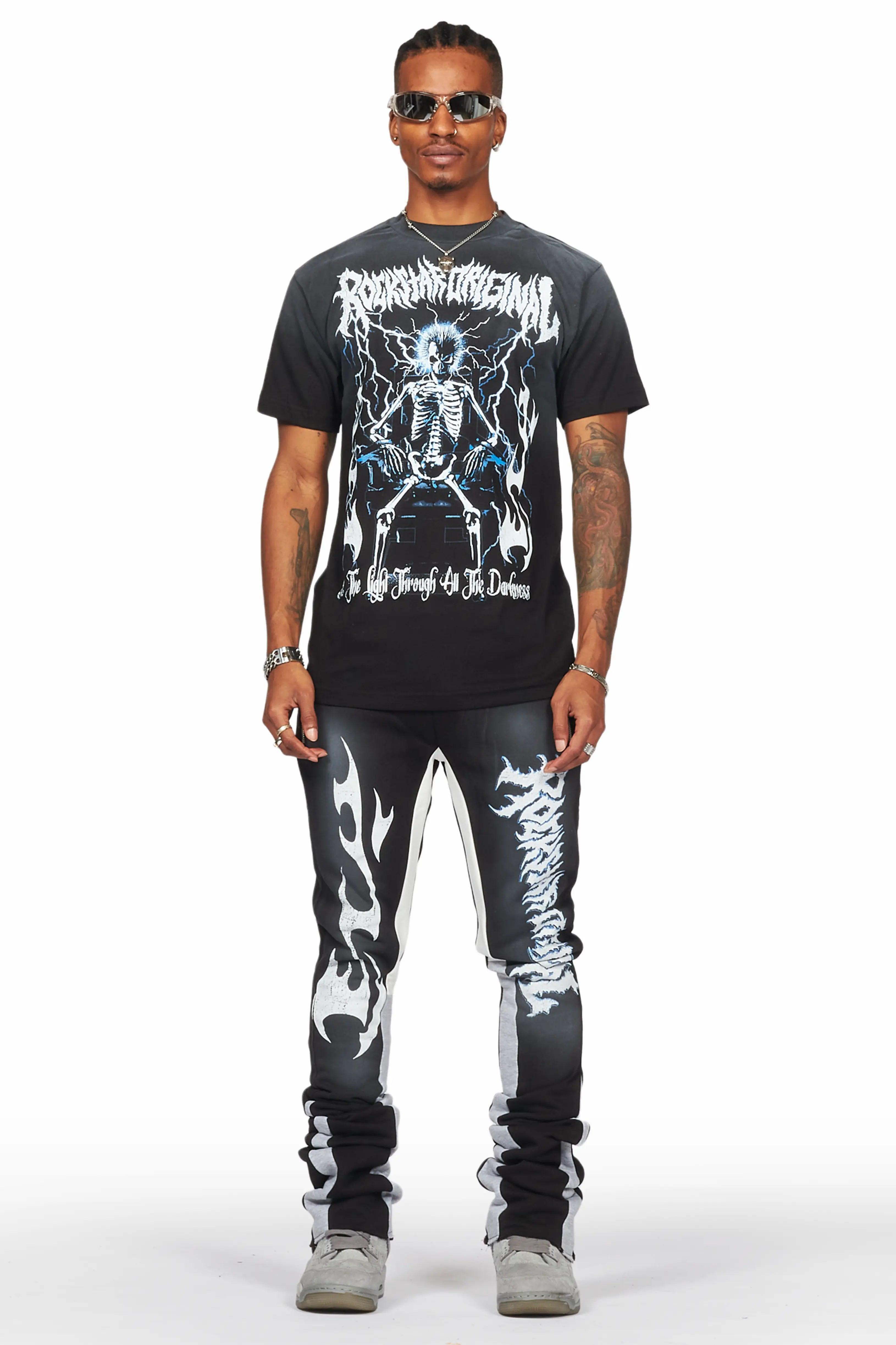 Deathrow Black T-Shirt/Super Stacked Flare Pant Set Male Product Image