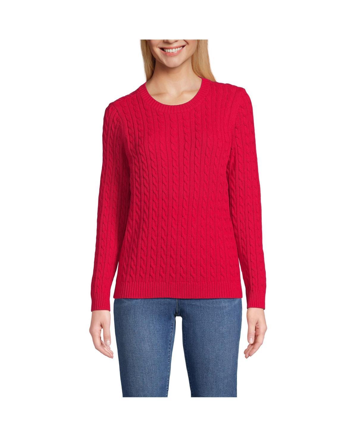 Lands End Womens Drifter Cable Crew Neck Sweater - Navy product image