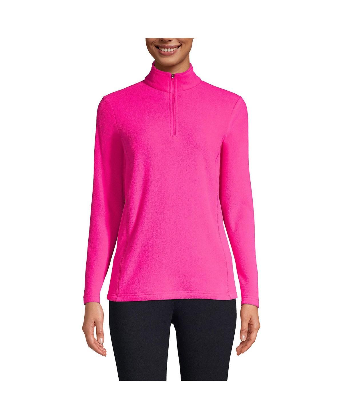 Womens Lands End Quarter-Zip Fleece Pullover Pink Pink Product Image