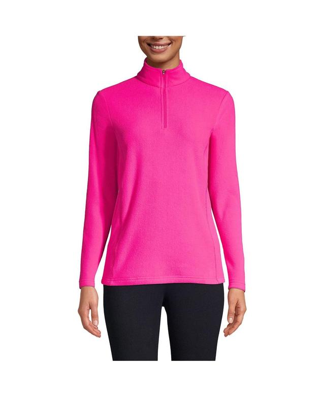 Womens Lands End Quarter-Zip Fleece Pullover Pink Pink Product Image