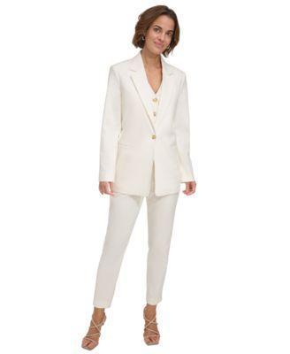 Dkny Womens Notched Lapel Single Button Blazer Button Down Halter Vest Slim Fit Bootcut Pants Product Image