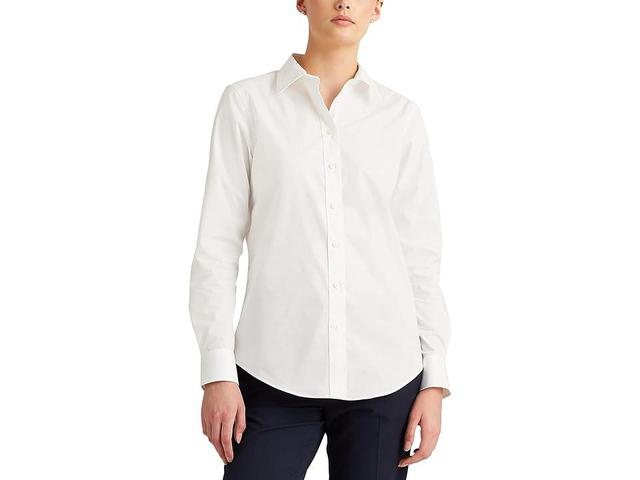 Lauren Ralph Lauren Easy Care Stretch Cotton Shirt Women's Short Sleeve Button Up Product Image