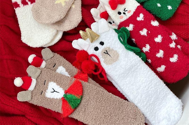 Christmas Cartoon Fleece Socks Product Image