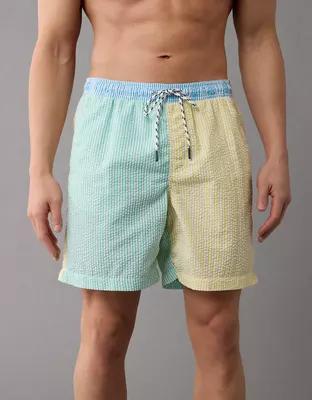 AE Colorblock Striped Flex 7" Swim Trunk Product Image