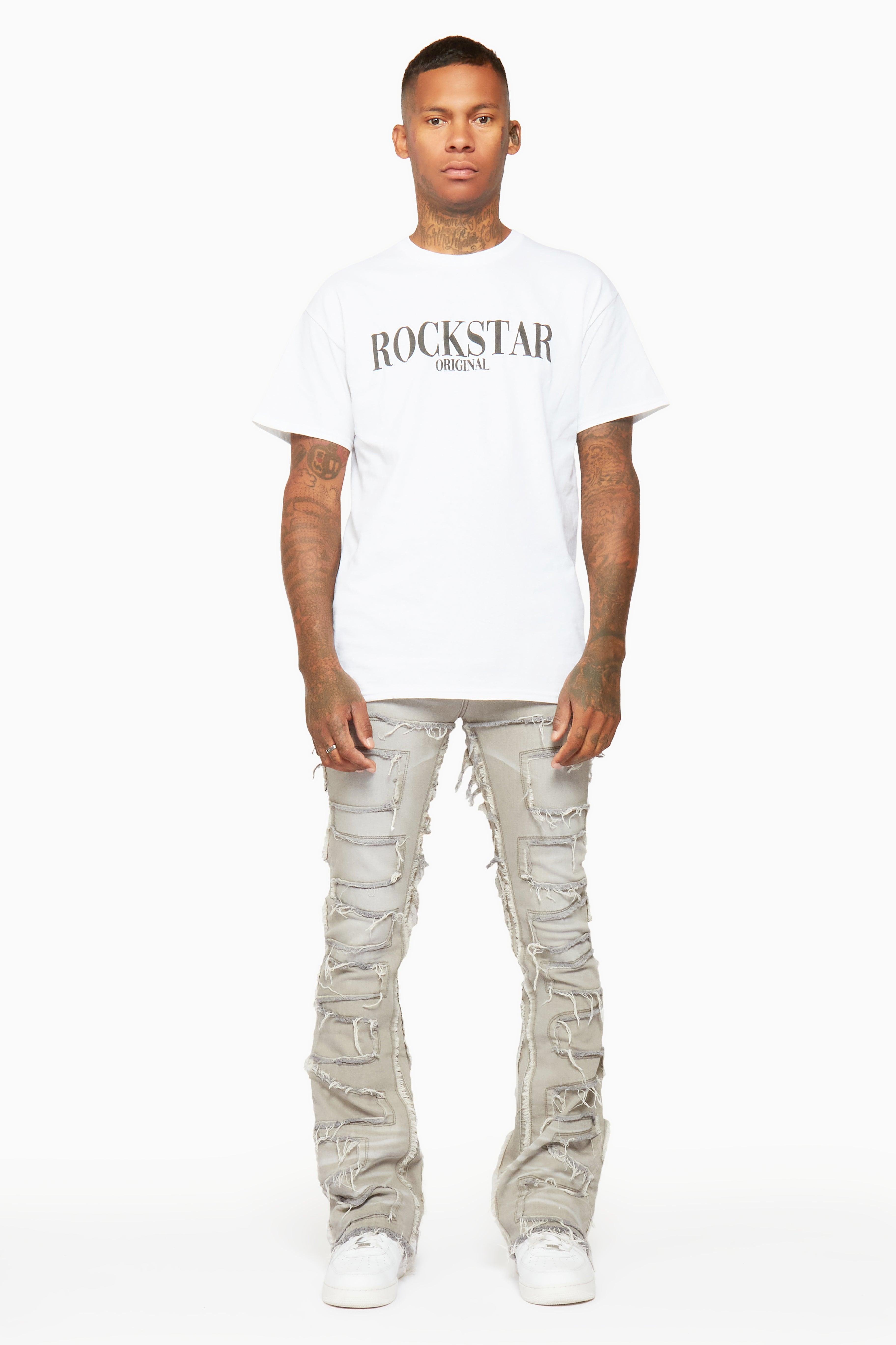 Shake Grey Stacked Flare Jean Male Product Image