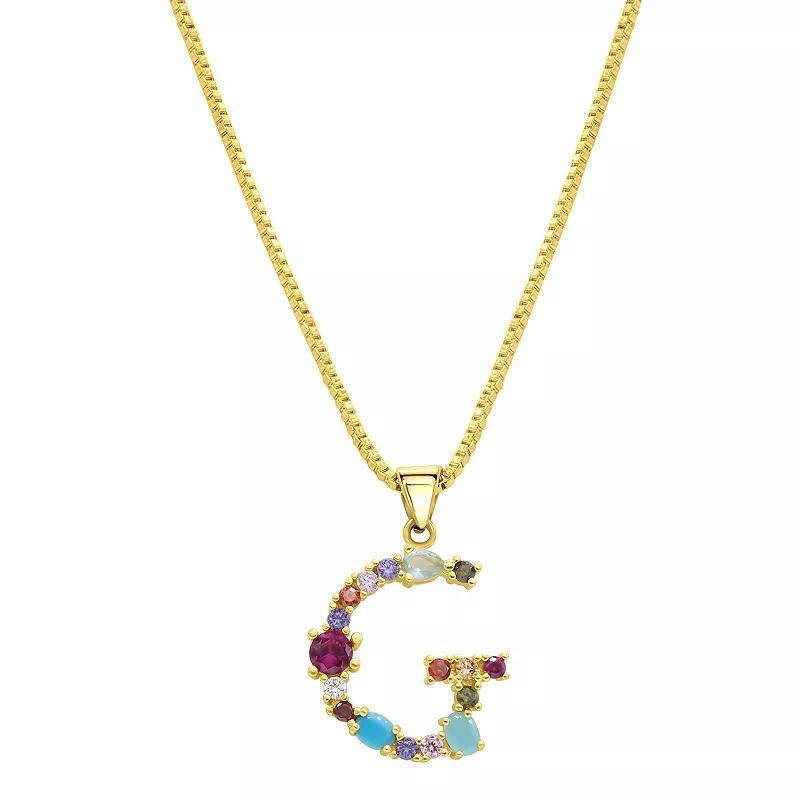 Adornia Gold Tone Multi Color Cubic Zirconia Initial Necklace, Womens Product Image