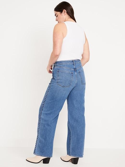 Extra High-Waisted Braided Wide-Leg Jeans Product Image