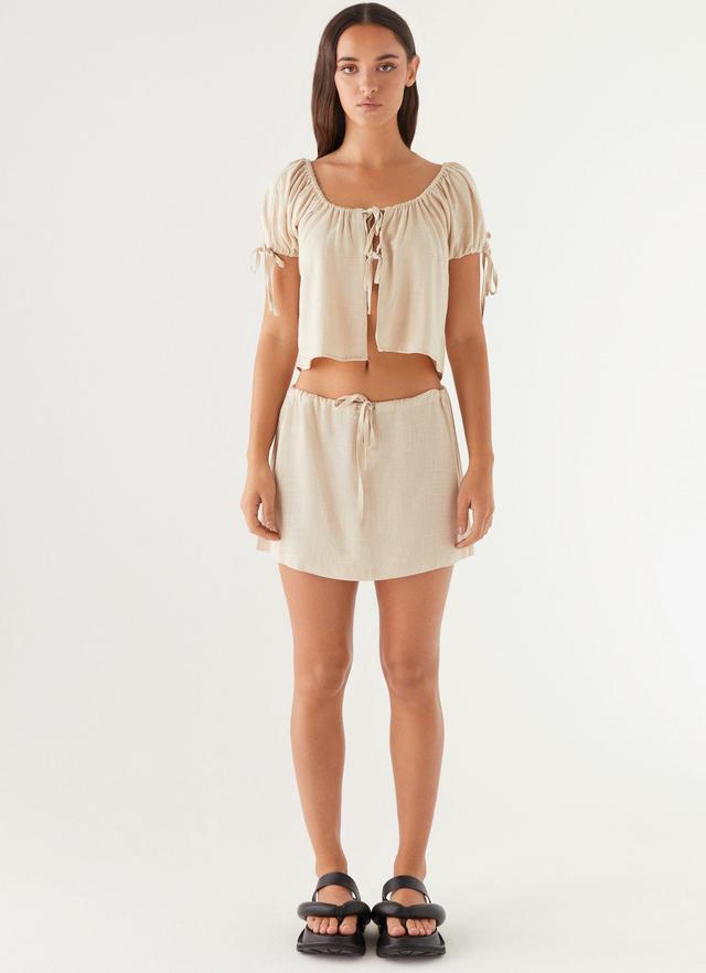 Amber Fields Linen Mini Skirt - Natural Product Image