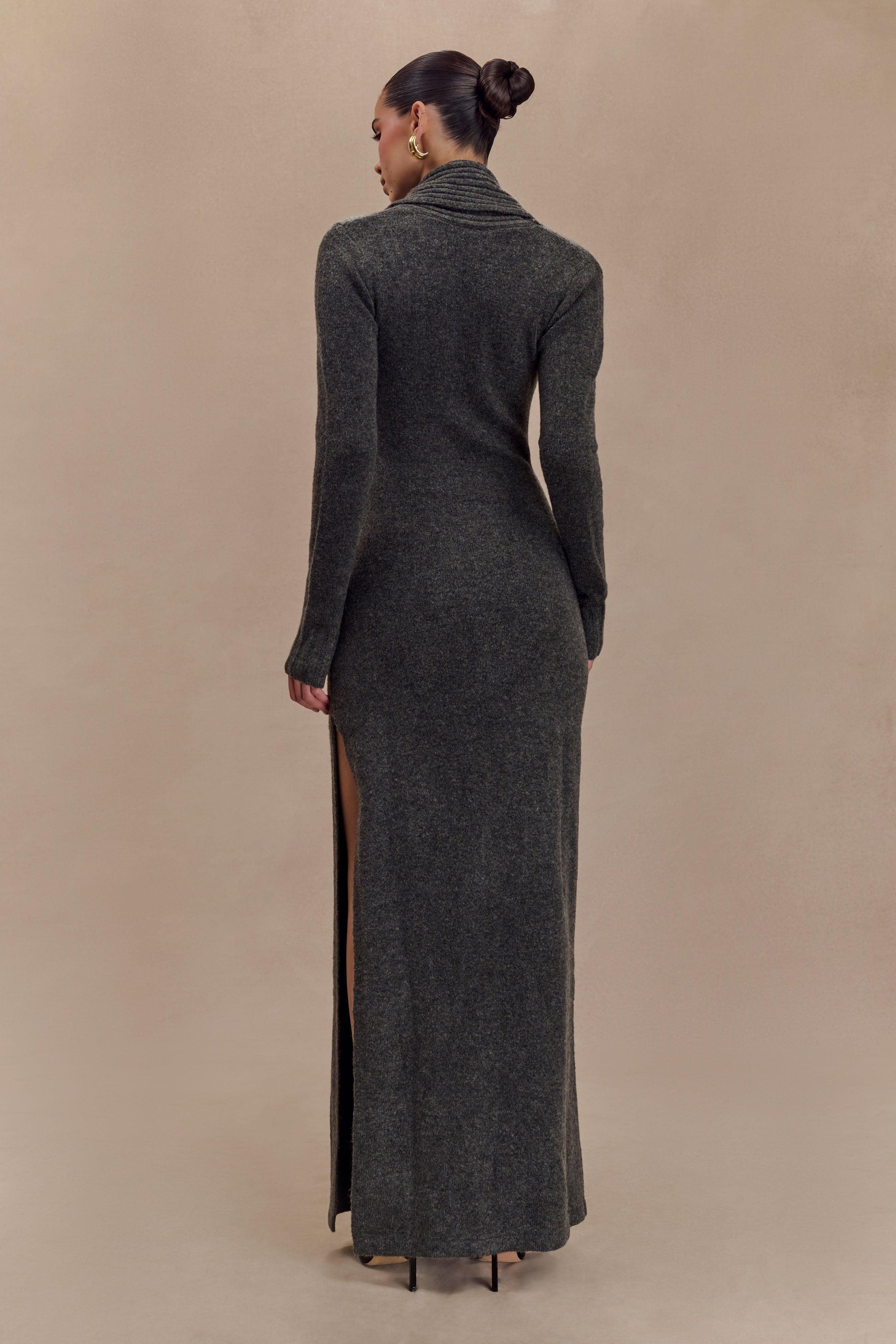 Alessandra Reversible Knit Maxi Dress - Charcoal Marle Product Image