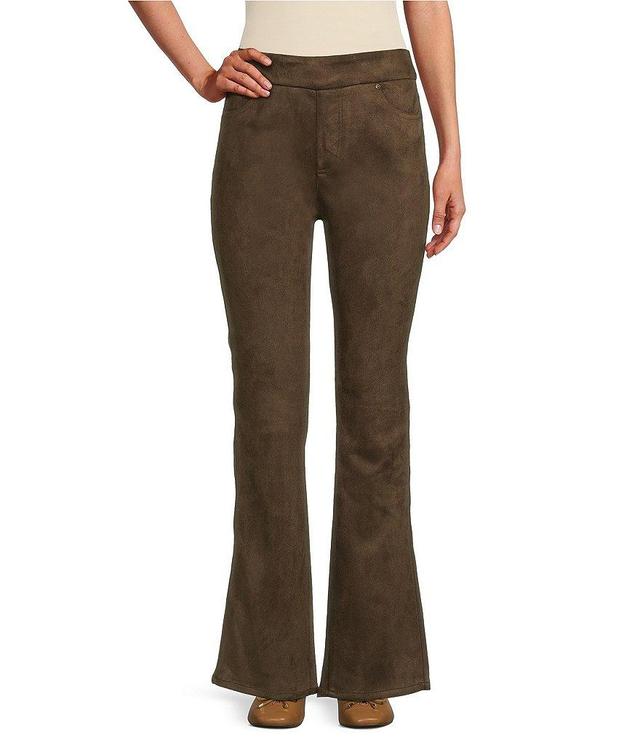 Multiples Petite Size Faux Suede Flare Wide-Leg Pull-On Pants Product Image