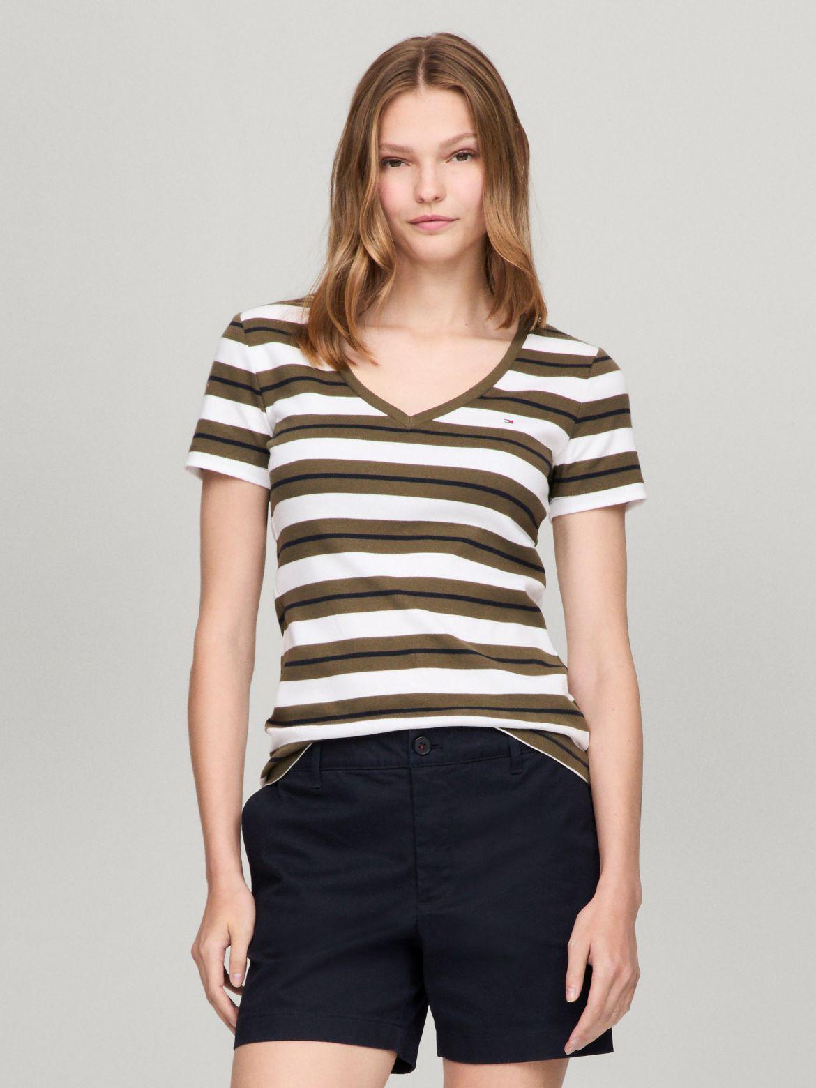 Tommy Hilfiger Women's Stripe V-Neck Favorite T-Shirt product image