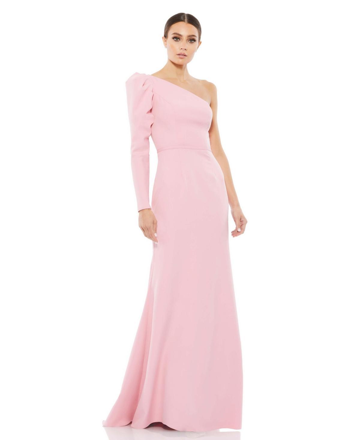 One Shoulder Puff Sleeve Gown Product Image