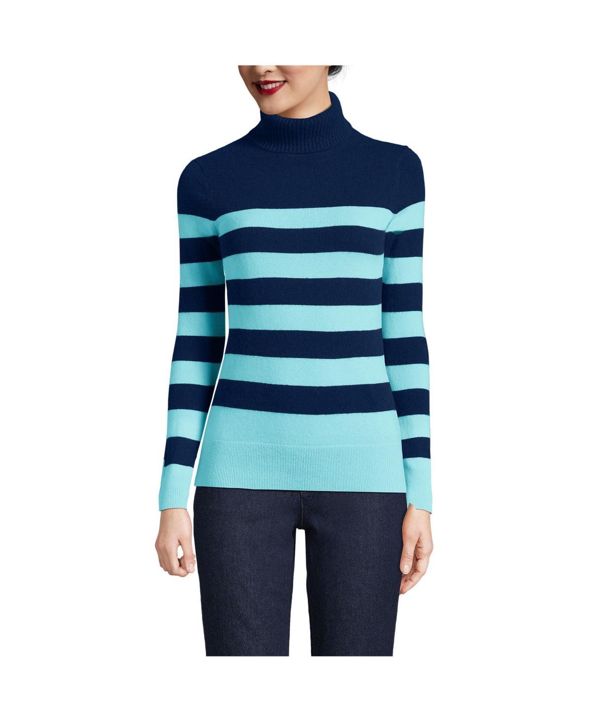 Womens Lands End Turtleneck Cashmere Sweater Pale Blue Ice Product Image