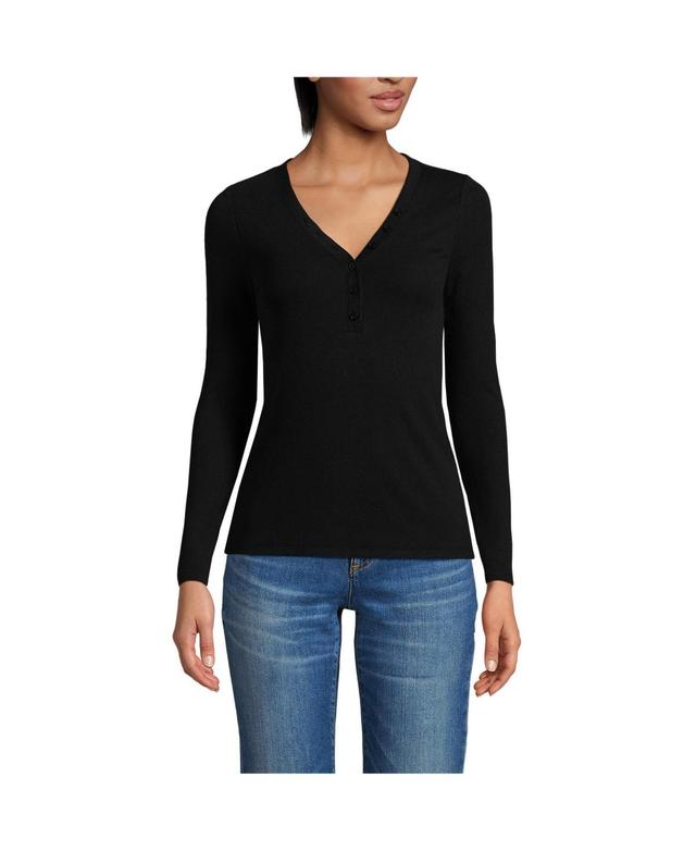 Lands End Womens Drapey Rib Skimming Long Sleeve Henley T-Shirt Product Image