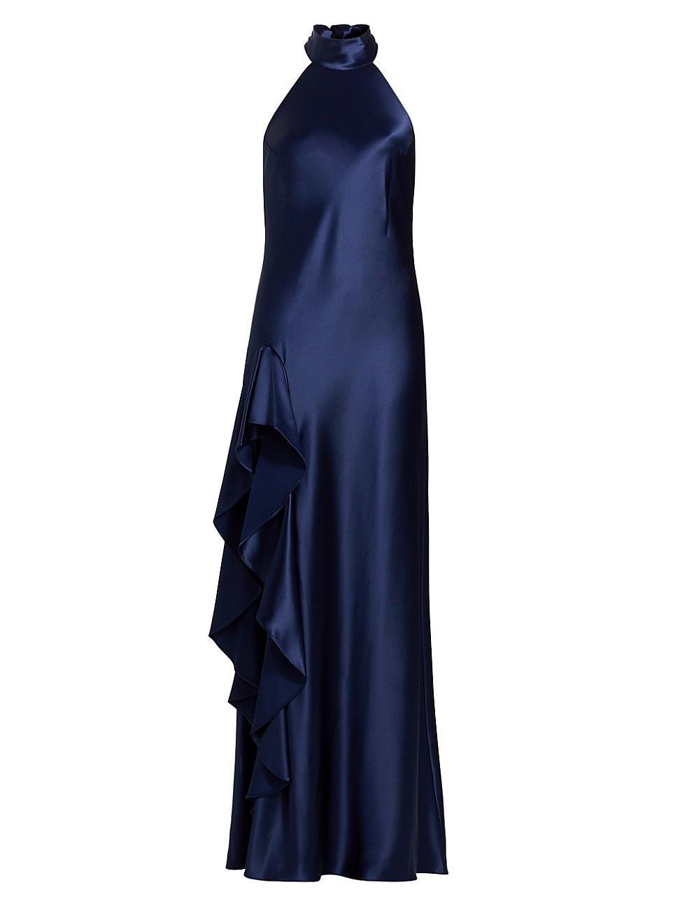 Womens Roux Hammered Satin Halterneck Gown Product Image