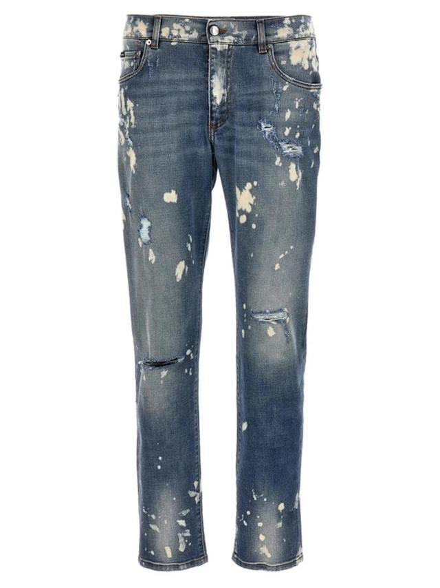 Distressed Skinny Jeans In Blue Product Image