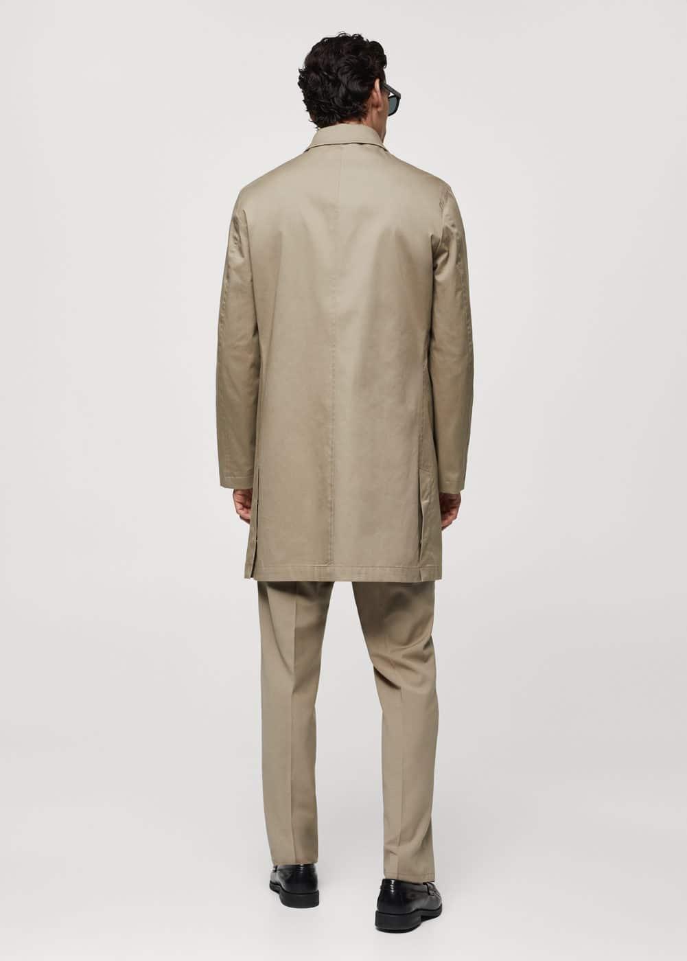 MANGO MAN - Cotton trench coat with collar detail beigeMen Product Image