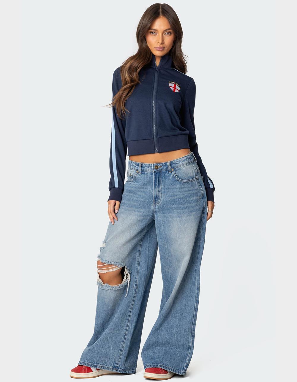 EDIKTED Distressed Low Rise Baggy Jeans Product Image