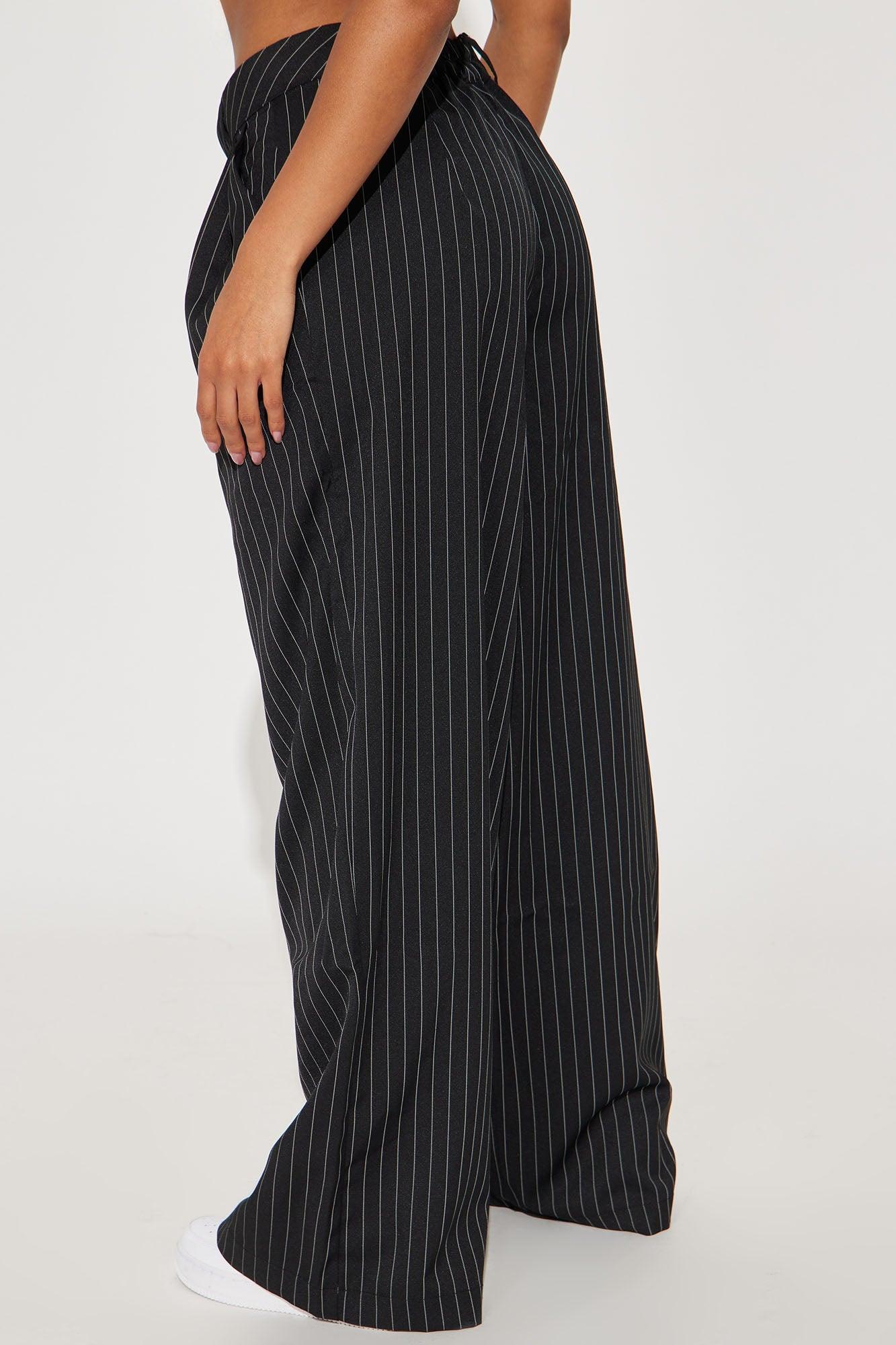 Let Me Behave Pinstripe Trouser - Black Product Image