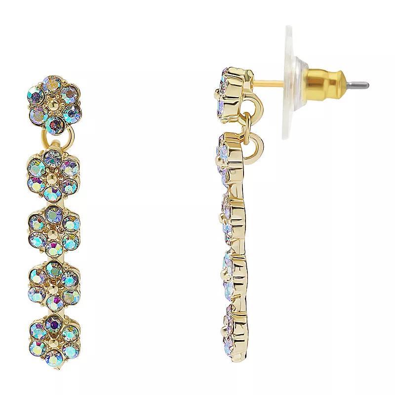 LC Lauren Conrad Crystal Flowers Drop Earrings, Womens, Clear Product Image