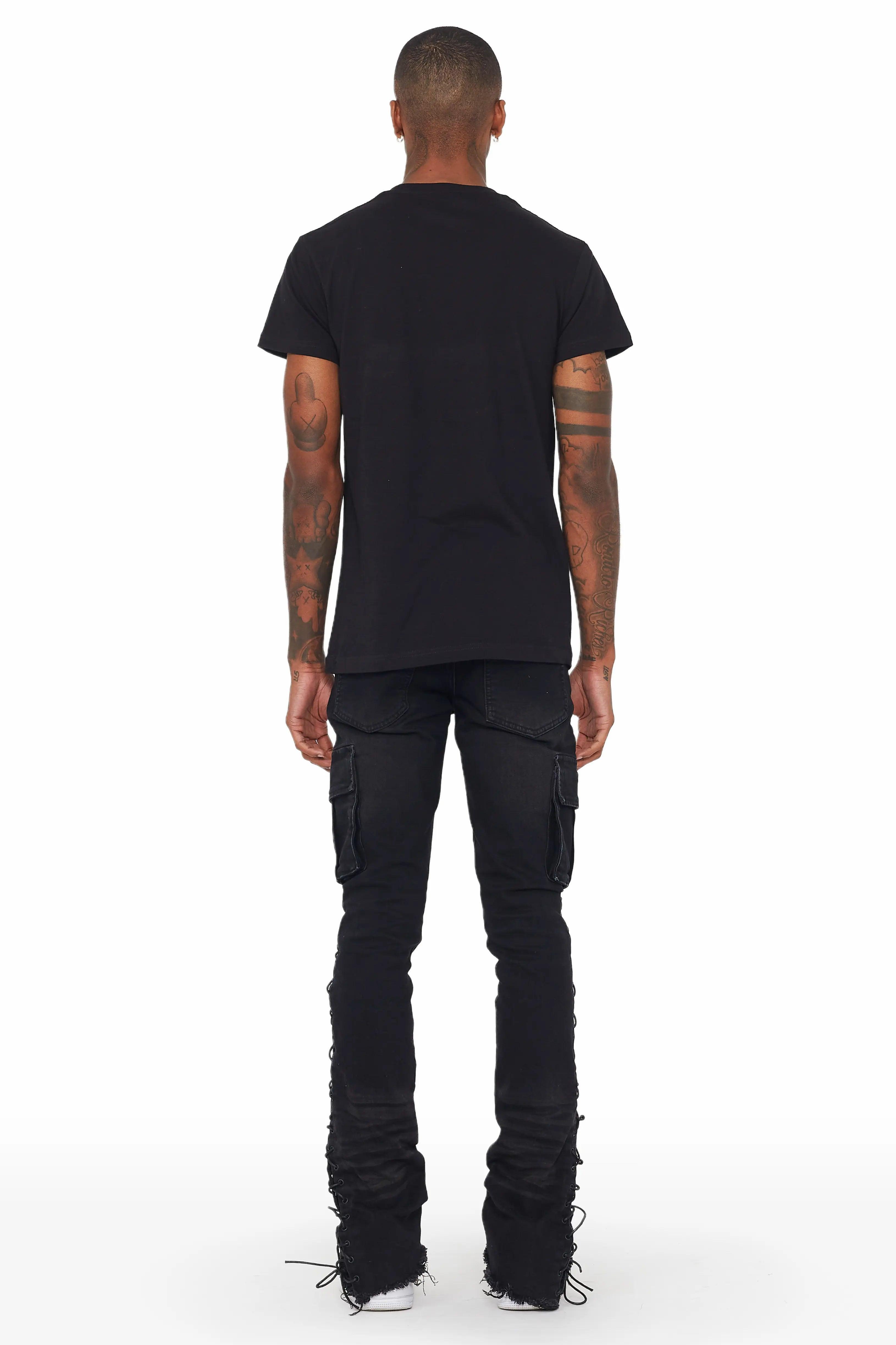 Honor Black Stacked Flare Jean Male Product Image