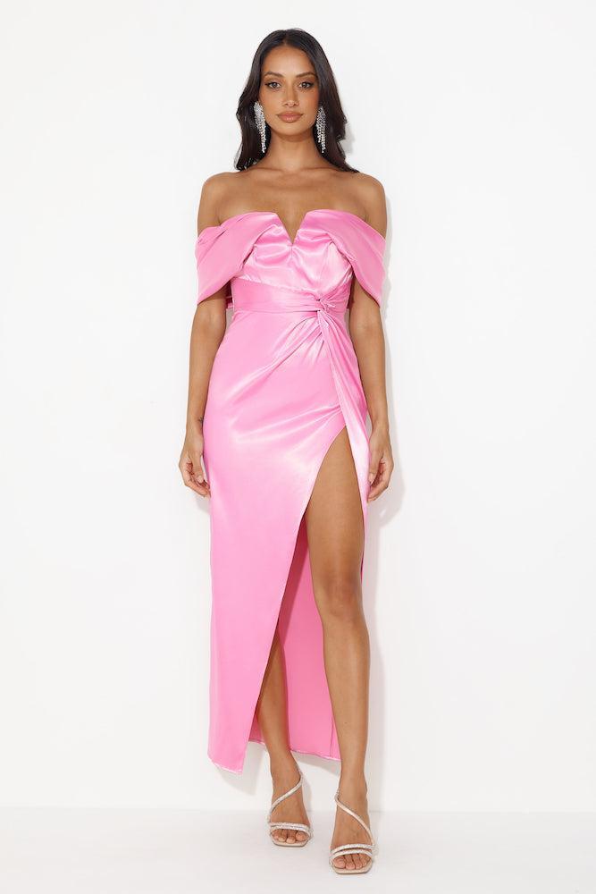 Formal Affair Satin Maxi Dress Pink Product Image