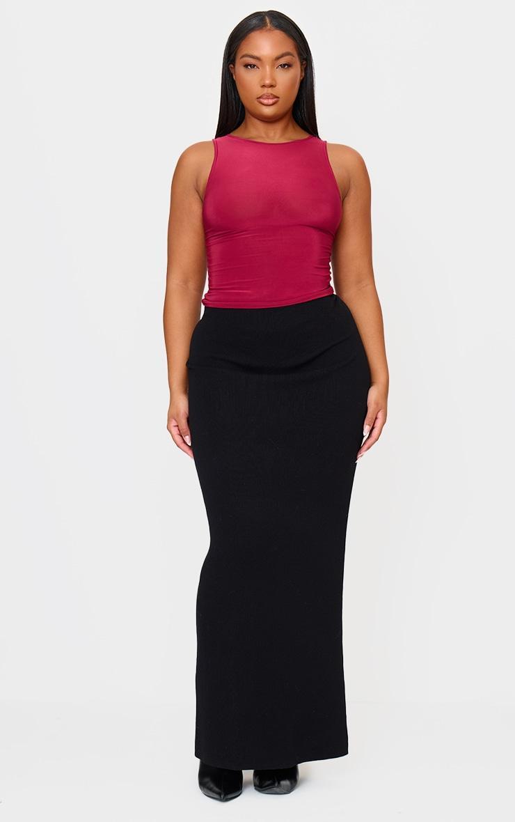 Plus Black Fine Knit Maxi Skirt Product Image