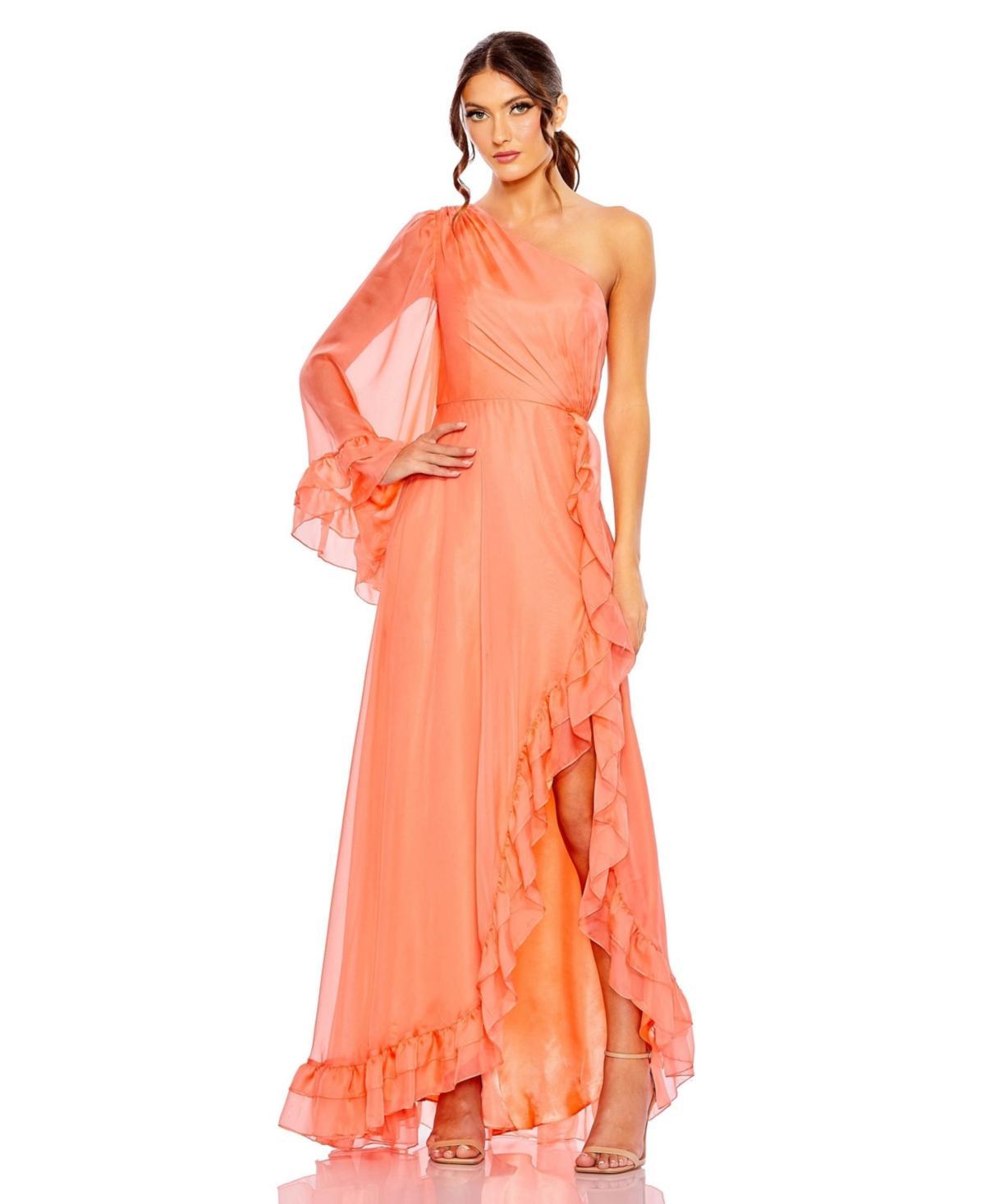 Womens Pleated Satin Halter Gown Product Image