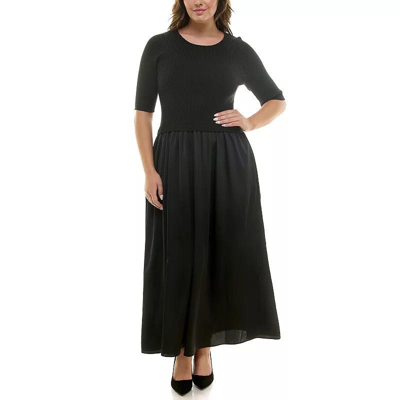 Plus Size Taylor Knit Top Satin Skirt Maxi Dress, Womens Product Image