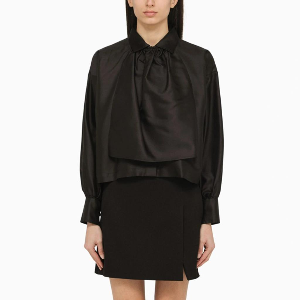 Black Silk Blouse With Collar product image