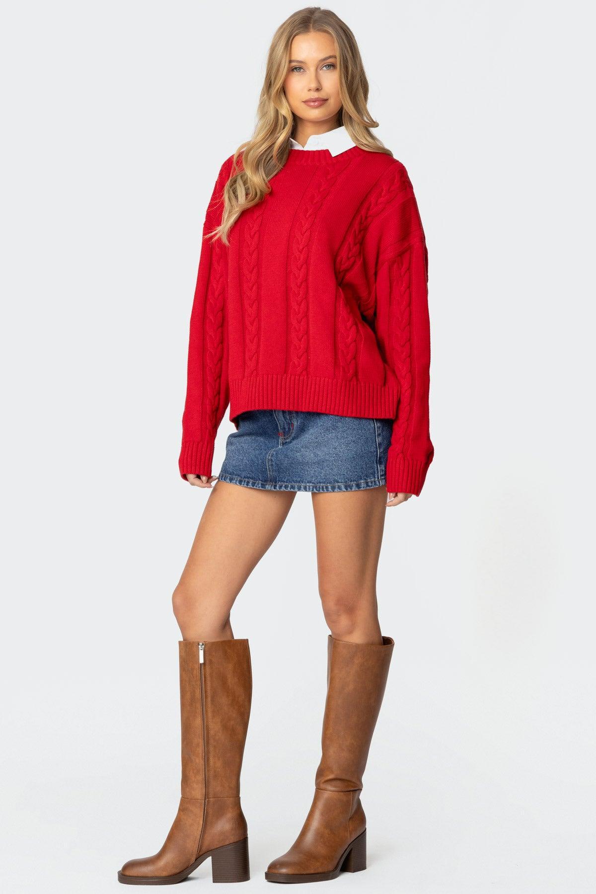 Acacia Oversized Cable Knit Sweater Product Image