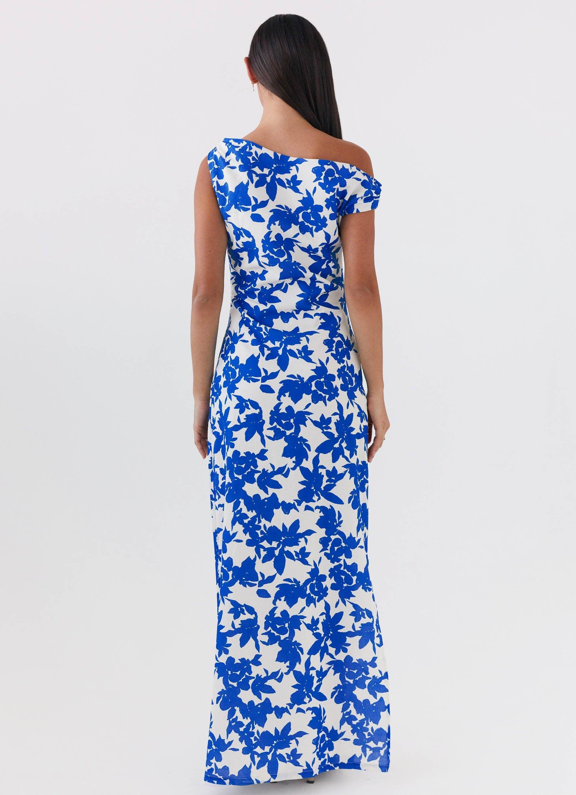 Pyper Off Shoulder Maxi Dress - Blue Floral Product Image