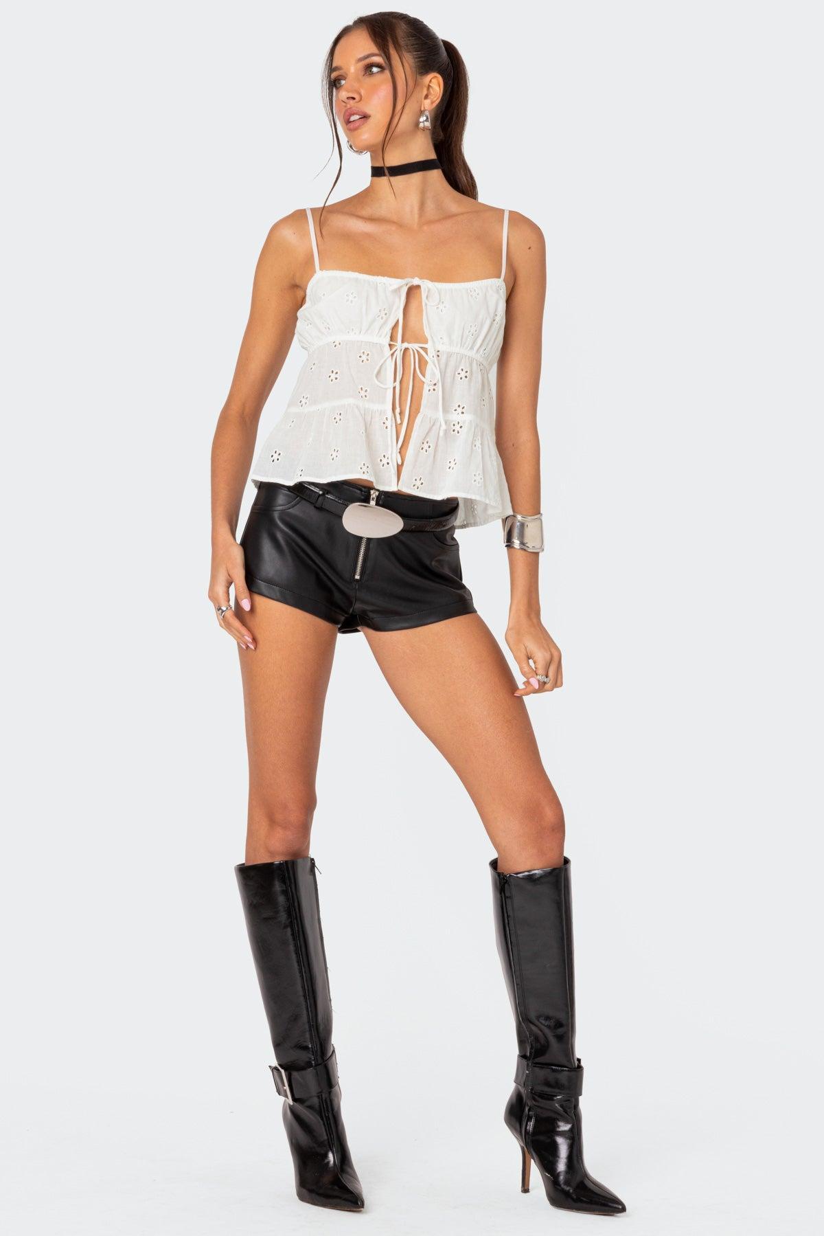 Zippy Faux Leather Micro Shorts product image