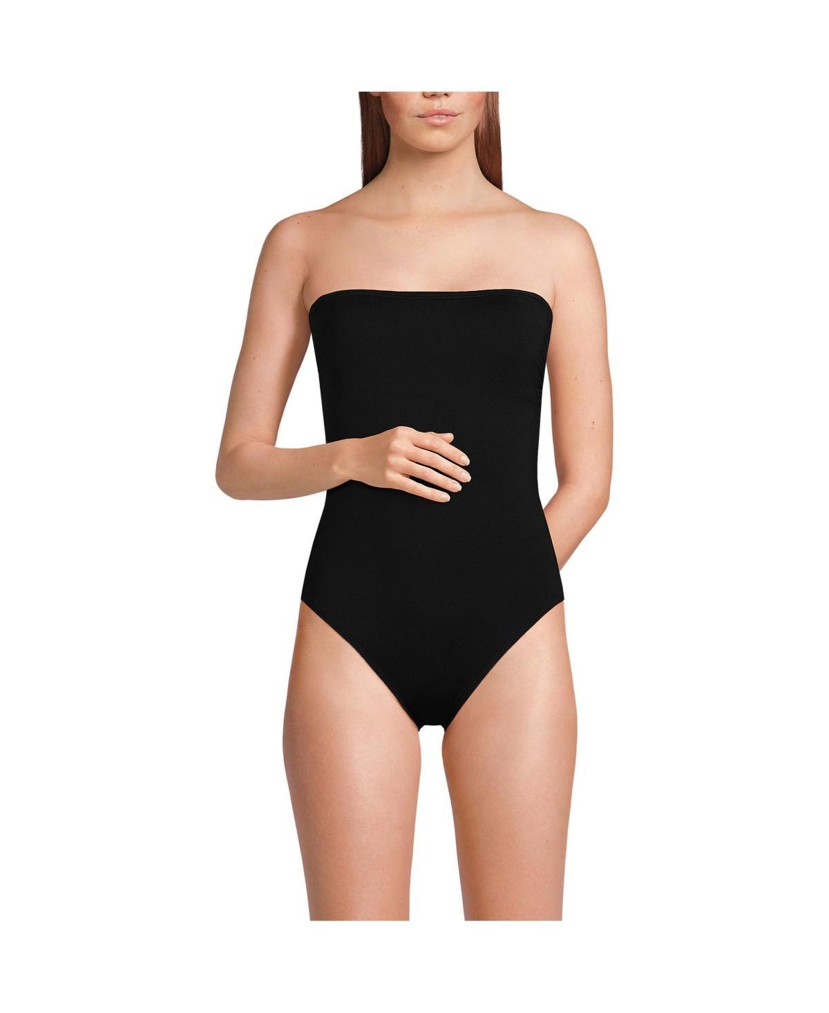 Lands End Womens Chlorine Resistant Bandeau High Leg Strappy One Piece Swimsuit Product Image